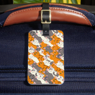 Ginger white black cat diagonal pattern luggage tag