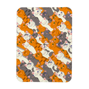 Ginger white black cat diagonal pattern magnet