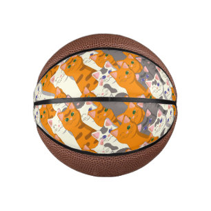 Ginger white black cat diagonal pattern mini basketball