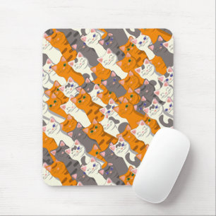 Ginger white black cat diagonal pattern mouse pad