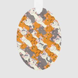 Ginger white black cat diagonal pattern ornament