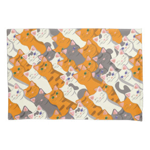 Ginger white black cat diagonal pattern pillowcase