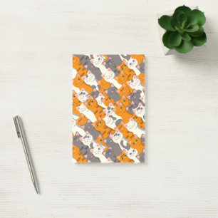 Ginger white black cat diagonal pattern post-it notes
