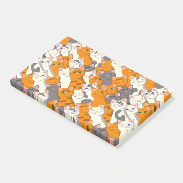 Ginger white black cat diagonal pattern post-it notes (Angled)