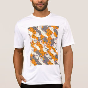 Ginger white black cat diagonal pattern T-Shirt