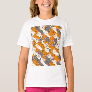 Ginger white black cat diagonal pattern T-Shirt