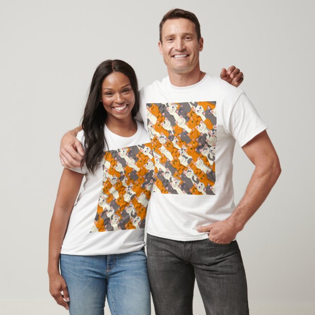 Ginger white black cat diagonal pattern T-Shirt (Unisex)