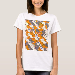 Ginger white black cat diagonal pattern T-Shirt