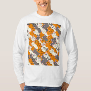 Ginger white black cat diagonal pattern T-Shirt