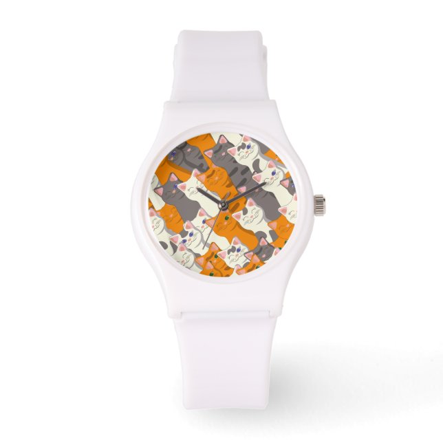 Ginger white black cat diagonal pattern watch (Front)