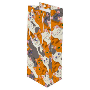 Ginger white black cat diagonal pattern wine gift bag