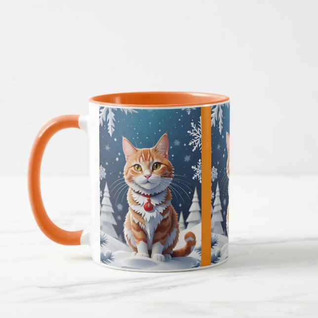 Ginger Winter Christmas Cat Mug (Left)
