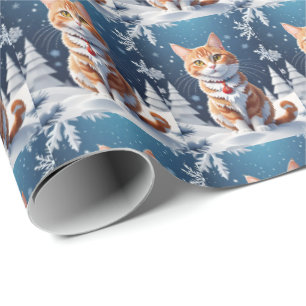 Ginger Winter Christmas Cat Wrapping Paper