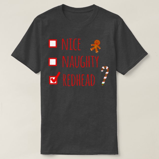 Gingerbeard Nice Naughty Redhead T-Shirt (Design Front)