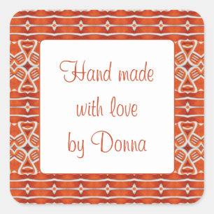 GINGERBREAD 1.5" Square "Hand Made" Stickers