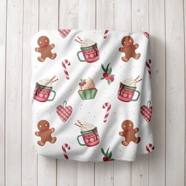 Gingerbread and Hot Cocoa Christmas Fleece Blanket (Creator Uploaded)