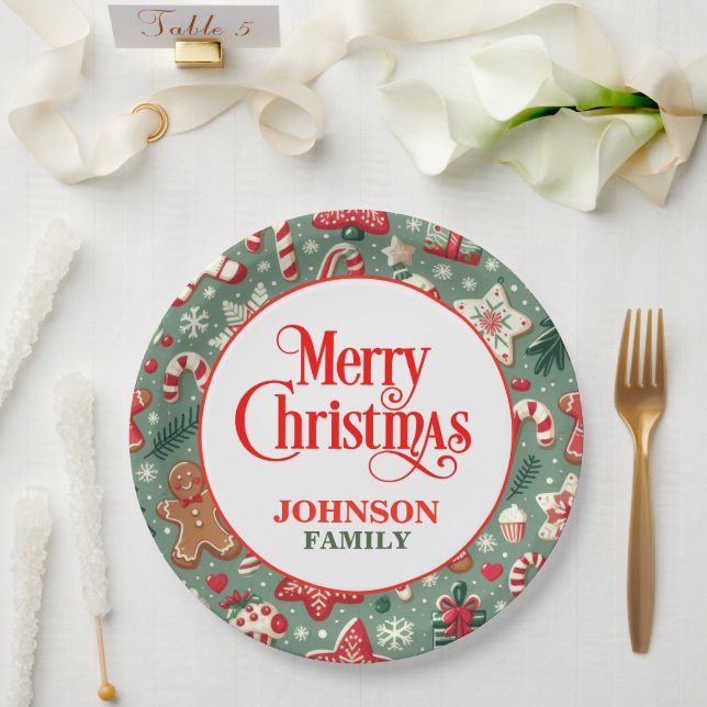 Gingerbread and Peppermint Christmas  Paper Plate (Wedding)