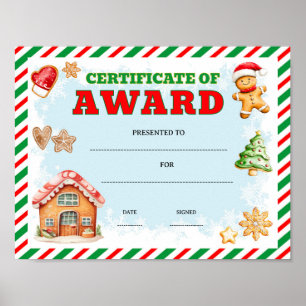 Gingerbread award certificate editable poster