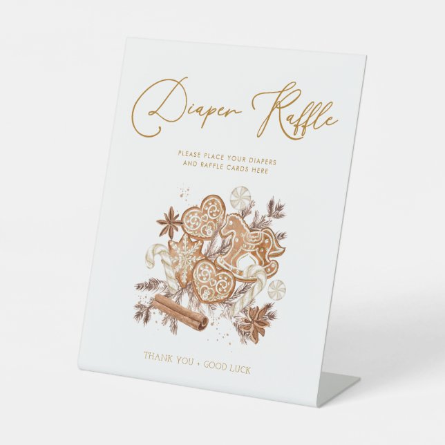 Gingerbread Baby Diaper Raffle Baby Shower Sign (Front)