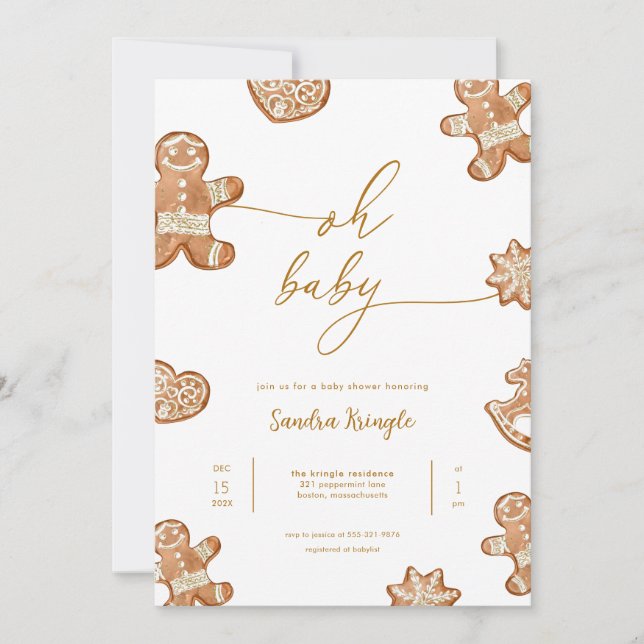 Gingerbread Baby Shower Invitation Winter  (Front)