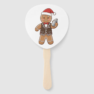 Gingerbread Barista Christmas 2026 Holiday Coffee Hand Fan