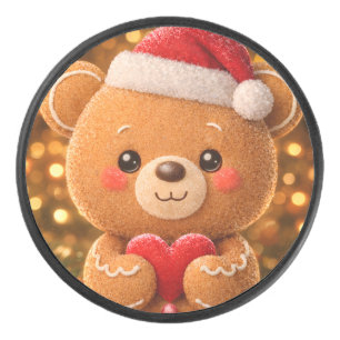Gingerbread bear hockey puck