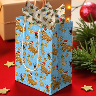Gingerbread Bearded Dragon Christmas Medium Gift Bag