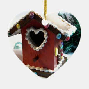 Gingerbread Birdhouse Ceramic Tree Decoration