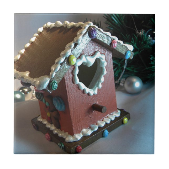 Gingerbread Birdhouse I Tile (Front)