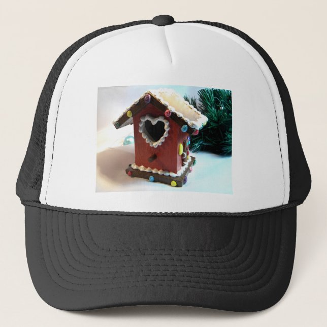 Gingerbread Birdhouse Trucker Hat (Front)