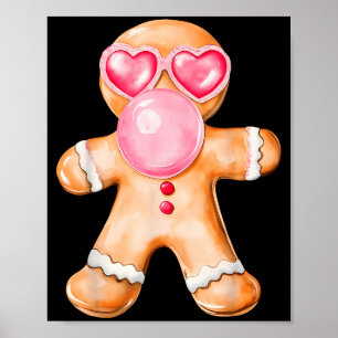 Gingerbread Blowing Bubble Gum Nk Sungles Christma Poster