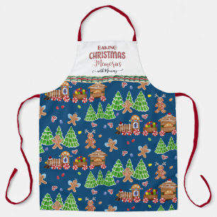 Gingerbread Blue Baking Christmas Memories w Mummy Apron