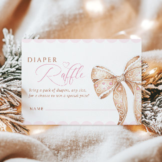Gingerbread Bow Baby Shower Diaper Raffle Enclosure Card