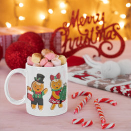 Gingerbread boy and Gingerbread Girl Christmas Coffee Mug