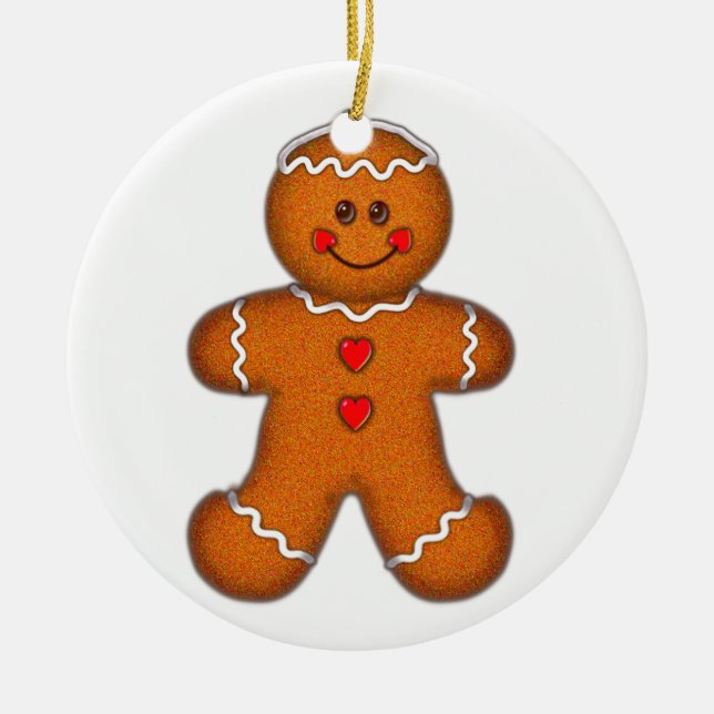 GINGERBREAD BOY by SHARON SHARPE Ceramic Tree Decoration (Front)