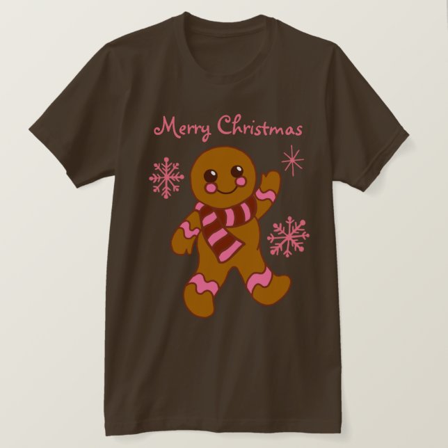 Gingerbread Boy Christmas T-Shirt (Design Front)