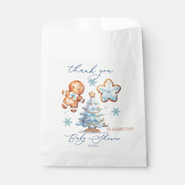 Gingerbread Boy Christmas Tree Baby Shower Thanks Favour Bags (Front)