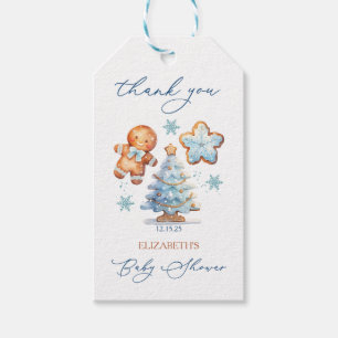 Gingerbread Boy Christmas Tree Baby Shower Thanks Gift Tags