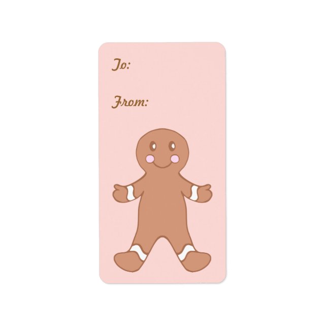 Gingerbread Boy Gift Tag Label (Front)