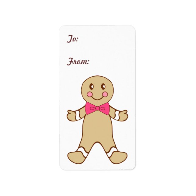Gingerbread Boy Gift Tag Label (Front)