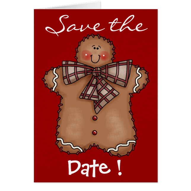Gingerbread Boy Save the Date Card by SRF (Front)
