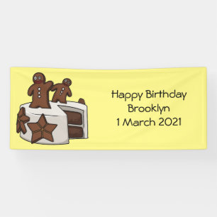 Gingerbread cake cartoon illustration banner