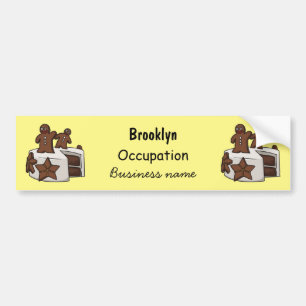 Gingerbread cake cartoon illustration bumper sticker