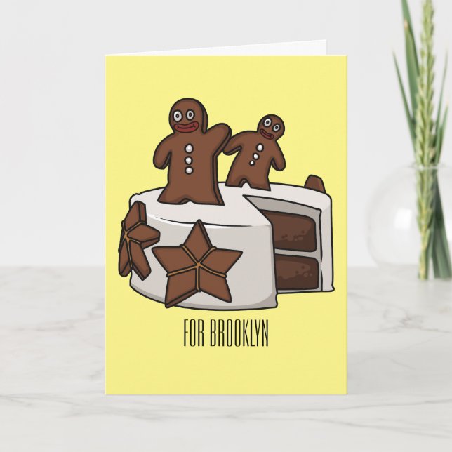 Gingerbread cake cartoon illustration card (Front)
