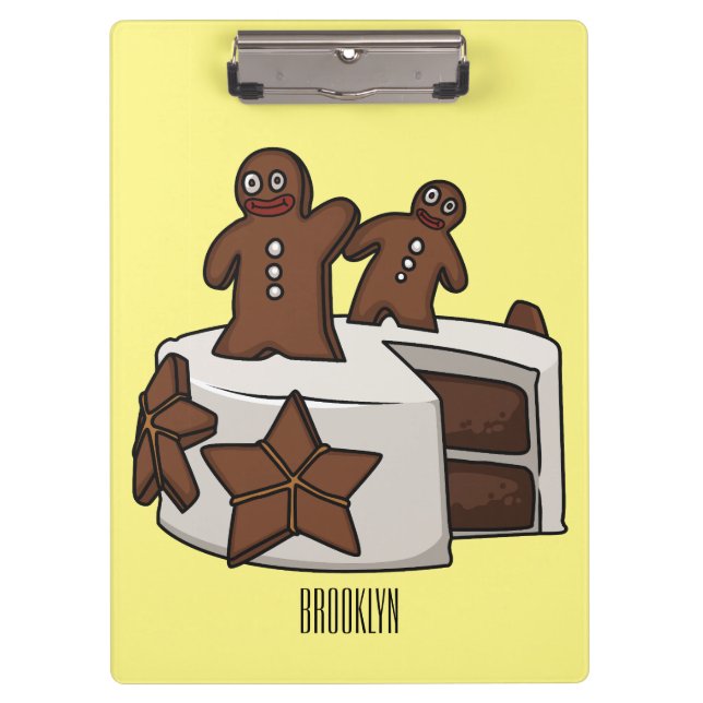 Gingerbread cake cartoon illustration clipboard (Front)