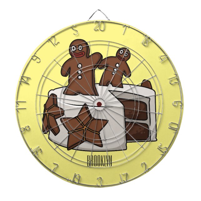 Gingerbread cake cartoon illustration dartboard (Front)