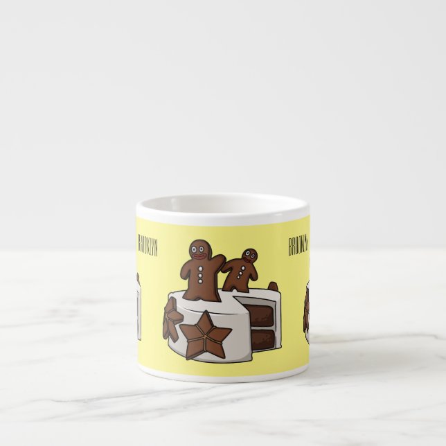 Gingerbread cake cartoon illustration espresso cup (Front)