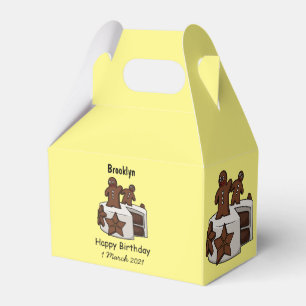 Gingerbread cake cartoon illustration favour box