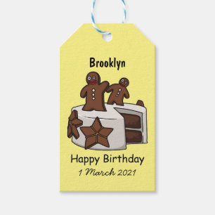 Gingerbread cake cartoon illustration gift tags