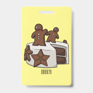 Gingerbread cake cartoon illustration ID badge
